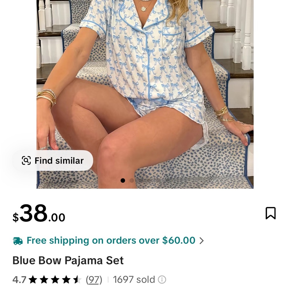 Blue Bow Pajama Set